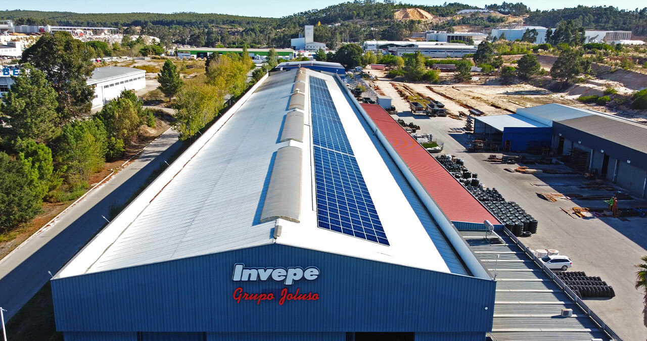 aerial view of invepe with helexia solar panels