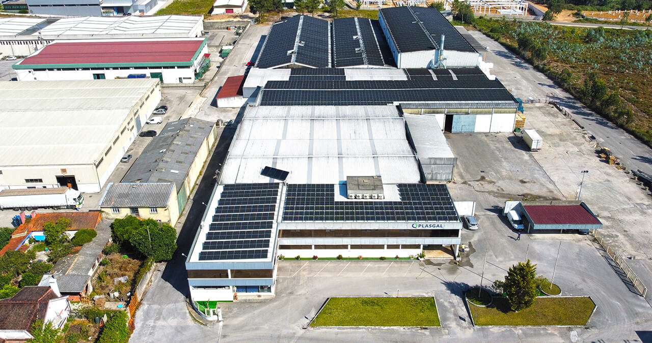 aerial view of plasgal with helexia solar panels